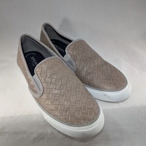Sperry Top Sider Women's Slip On Sneakers‎ Tan Woven Memory Foam Size 9